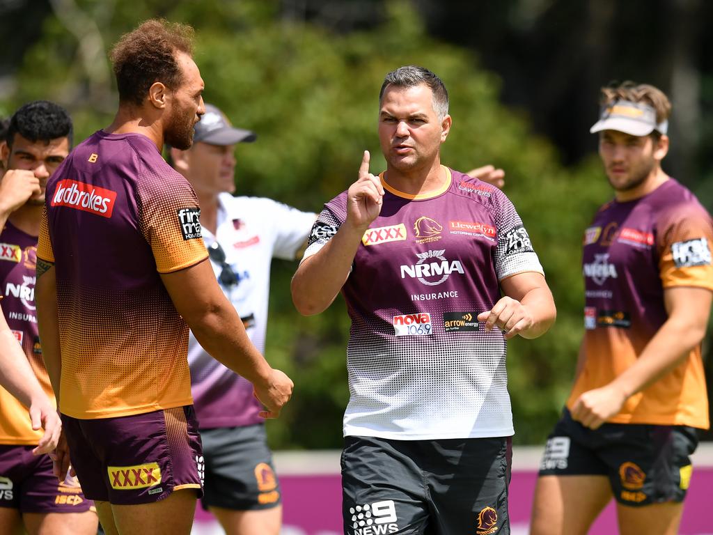 Anthony Seibold (centre) learned plenty from his failures at the Broncos. Picture:AAP Image/Darren England