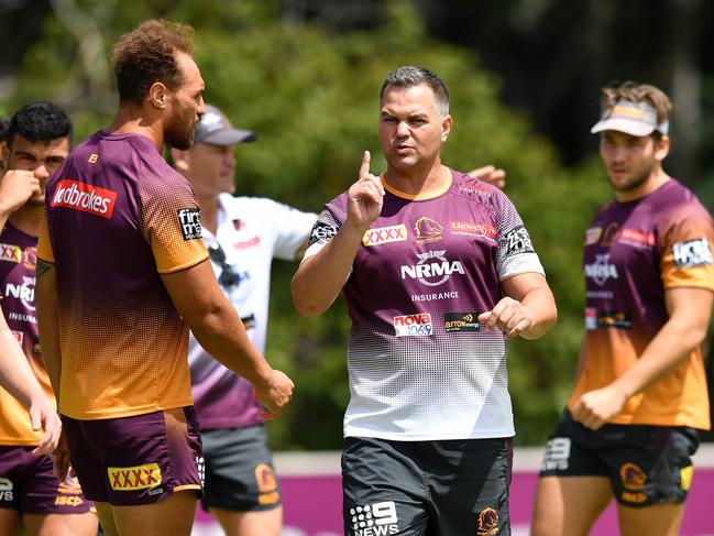 Anthony Seibold (centre) learned plenty from his failures at the Broncos. Picture:AAP Image/Darren England