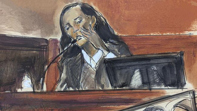Witness Dawn Richards testifies in Manhattan federal court during the sex trafficking and racketeering trial of Sean 