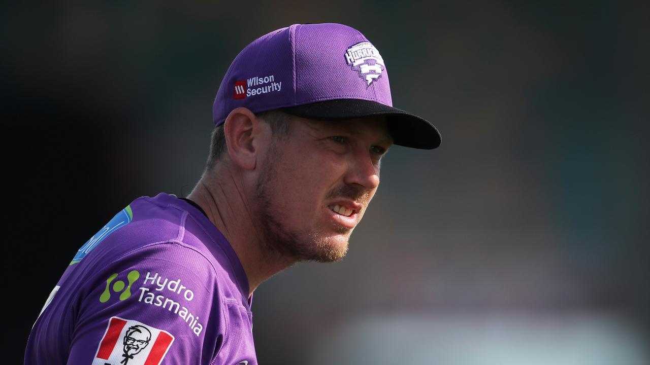 HOBART, AUSTRALIA - DECEMBER 13: James Faulkner of the Hurricanes looks on during the Big Bash League match between the Adelaide Strikers and the Hobart Hurricanes at Blundstone Arena, on December 13, 2020, in Hobart, Australia. (Photo by Matt King/Getty Images)