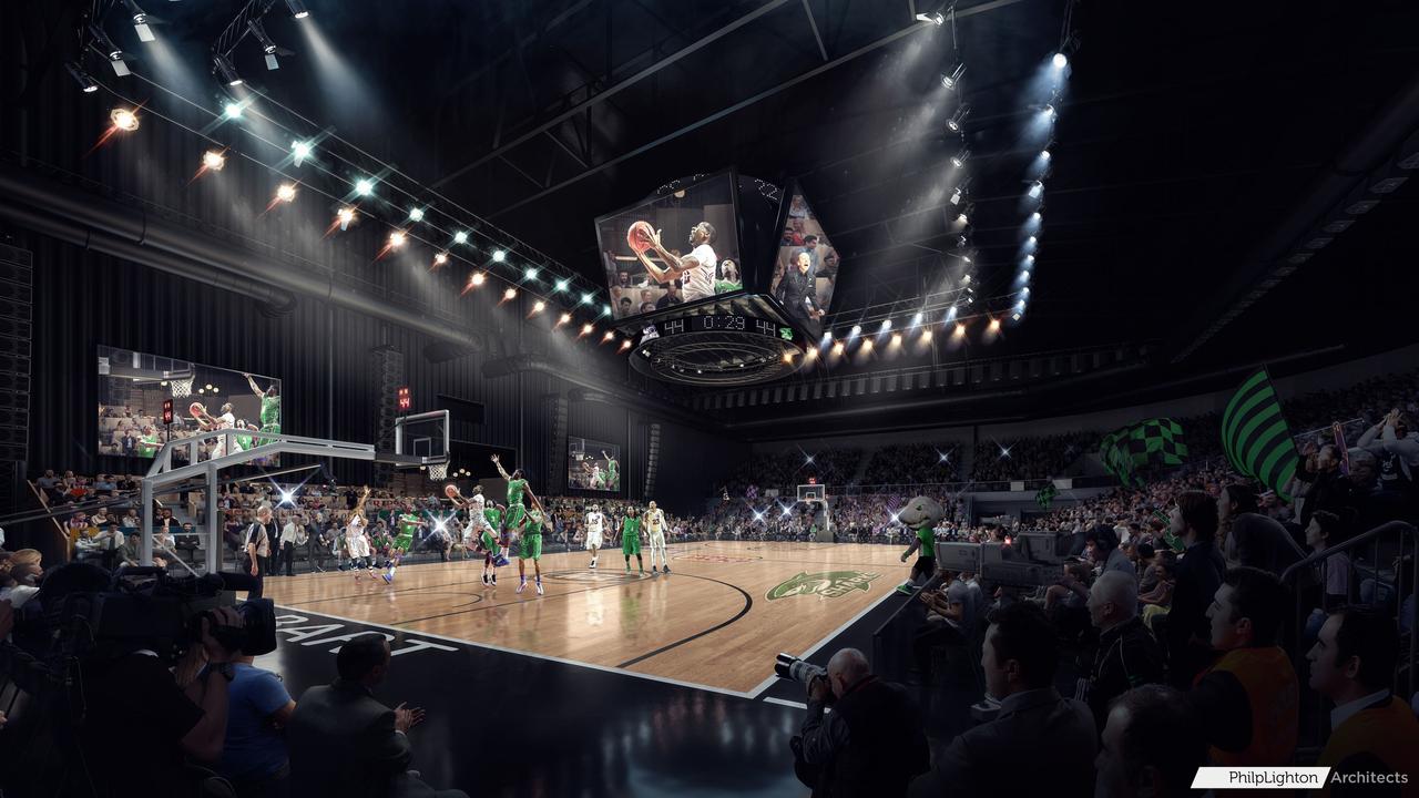 An artist’s impression of the renovations to be undertaken on the Derwent Entertainment Centre ahead of it hosting NBL basketball games. Picture: SUPPLIED