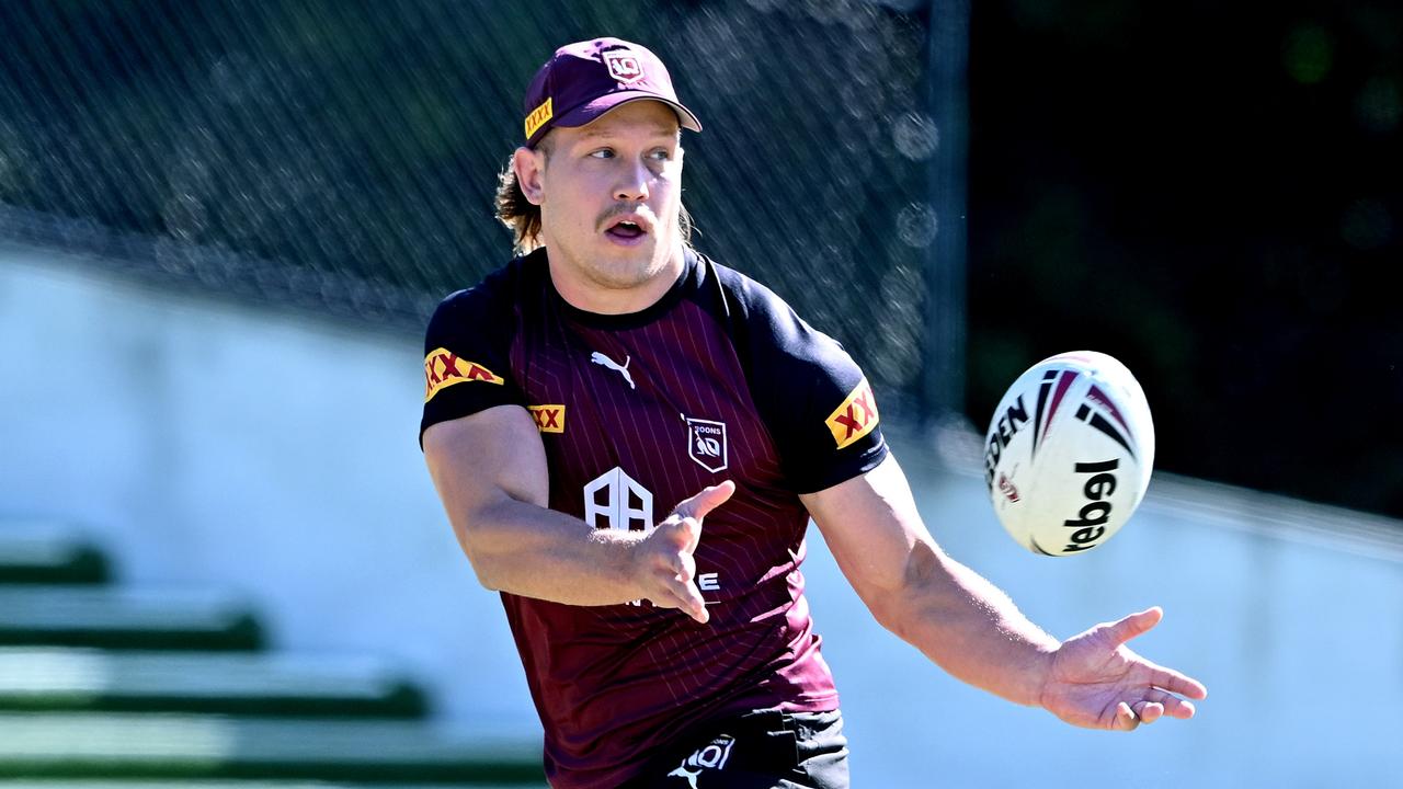 Reuben Cotter could be in for another 80-minute outing in Origin II, as Billy Slater considers starting him on an edge. Picture: Getty Images.