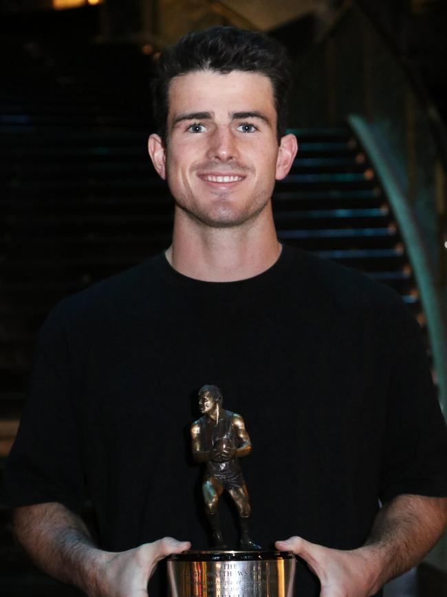 Andrew Brayshaw with his AFLPA MVP award. Picture: Eleanor Armstrong