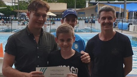 Kruz Greensill receiving an award after dramatic pool rescue. Picture: Contributed