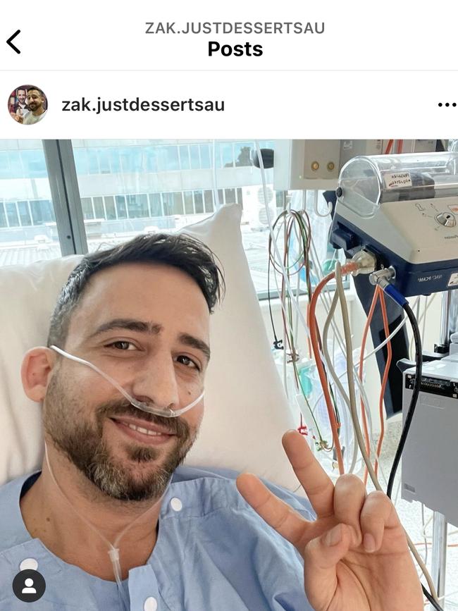 Zak Just Desserts bowel cancer. Picture: Instagram