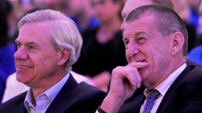 Michael Kroger and Jeff Kennett at the Liberal Party election launch earlier this year. Picture: Andrew Henshaw