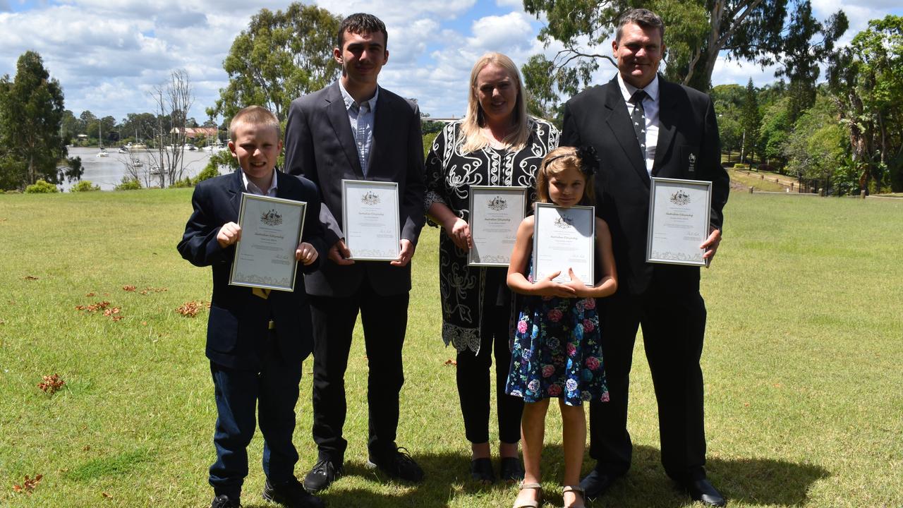 NEW CITIZENS: Lance Dixon, Neo Dixon, Jo-Ann Dixon, Jonathan Dixon and Demi Dixon who are now officially Australian citizens. Photo: Stuart Fast