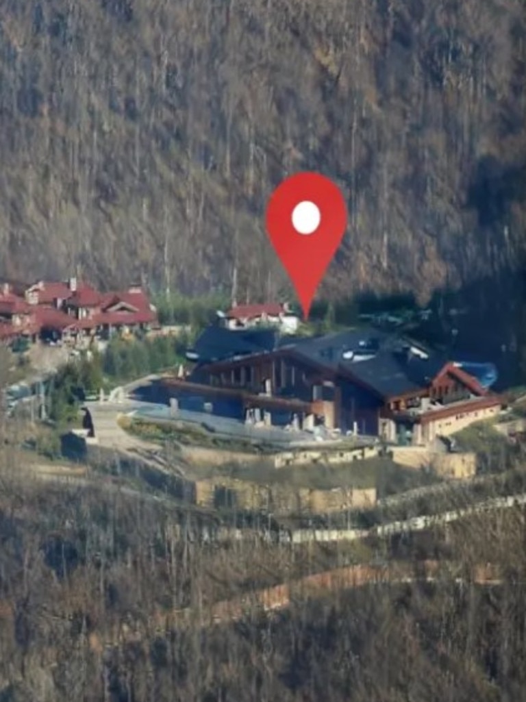 Satellite images purport to show the secret ski retreat. Picture: YouTube/Navalny Live