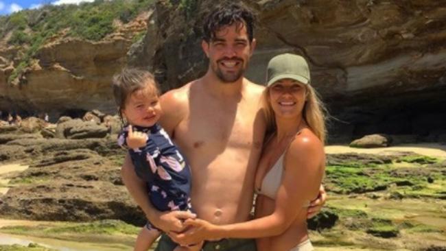 Belinda Bartholomew-Walsh with partner Aidan Guerra and daughter Olive. Picture: Instagram