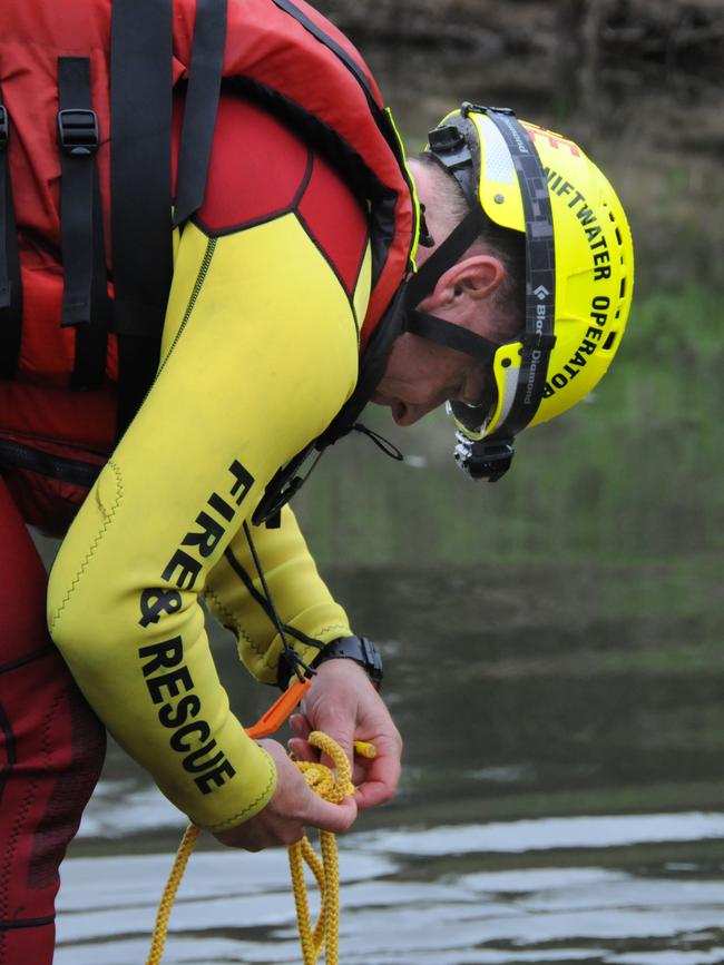 Rob Frey pictured during swiftwater operation training at the Mary River. Picture: Tanya Easterby