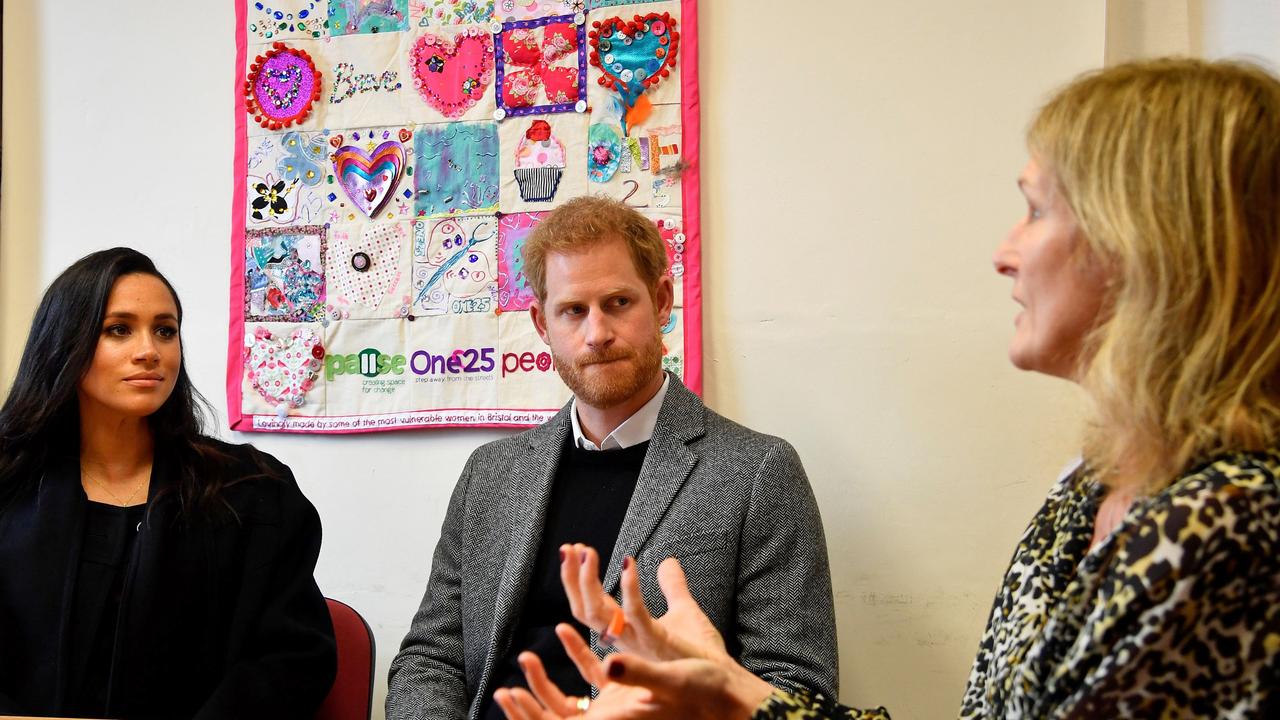 Harry and Meghan visited the charity, which helps women to break free from street sex work, addiction and other life-controlling issues. Picture: Toby Melville/Pool/AFP