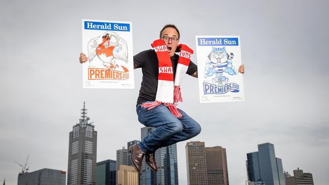 MELBOURNE, SEPTEMBER 21, 2022: Award-winning cartoonist Mark Knight will unveils the annual Herald Sun AFL Premiership poster. Picture: Mark Stewart