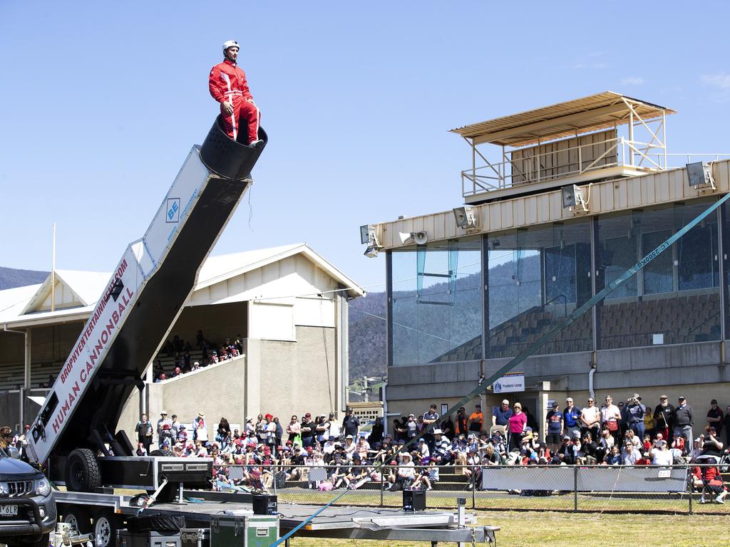 Human Cannonball Warren Brophy at the Hobart Show. PICTURE CHRIS KIDD