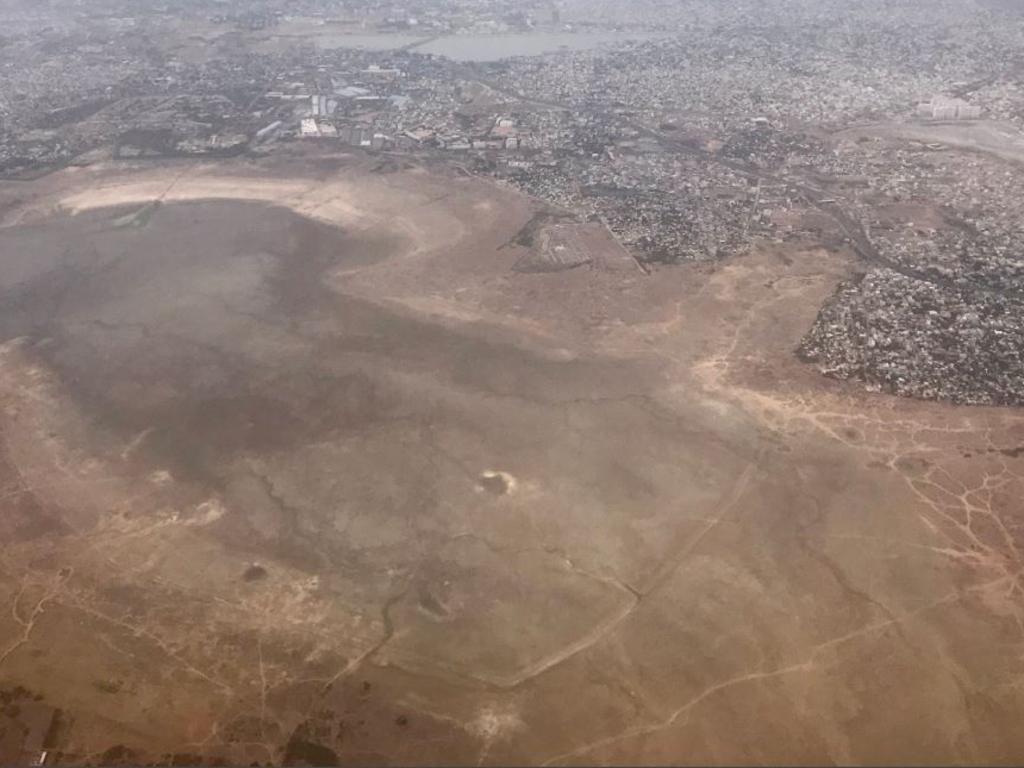 The dry Chembarambakkam reservoir near Channai. Picture: Twitter/@srini091