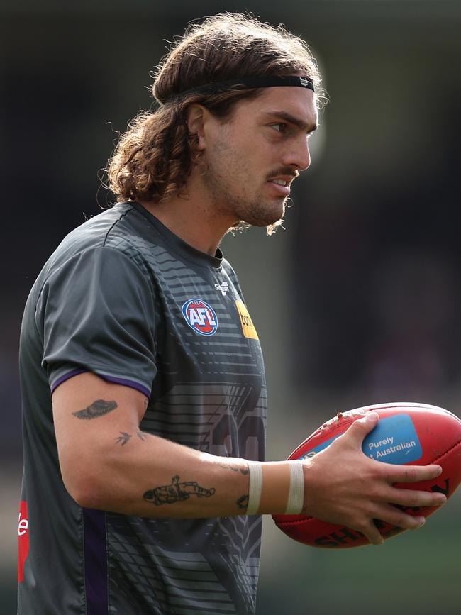 Luke Jackson stopped at halftime against Essendon. Picture: Cameron Spencer/Getty Images