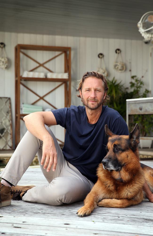 Hemmes pictured with his dog Thunder at his home in Vaucluse.