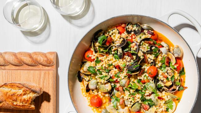 Vongole, fregola, tomatoes, guanciale by Elizabeth Hewson. Picture: Nikki To