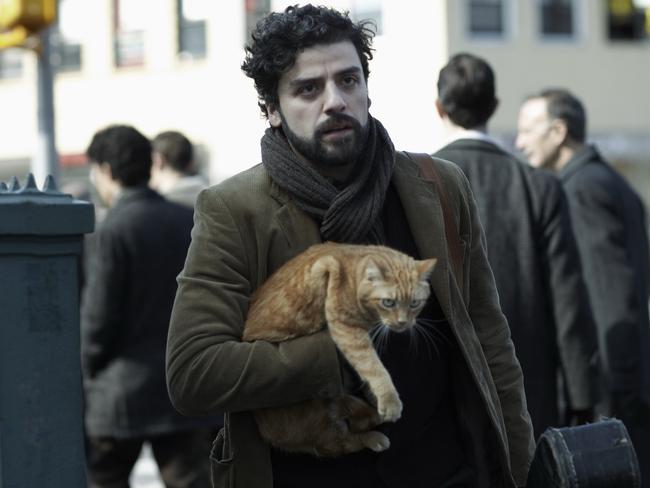 Oscar Isaac and cat in <i>Inside Llewyn </i> <i>Davis</i>.