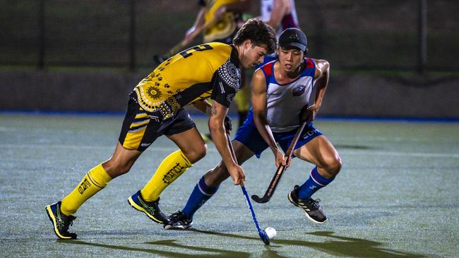 Action from the TPL Men's grand final between East Darwin Storm and the Nightcliff Tigers at Marrara Stadium, 2024. Picture: Patch Clapp.