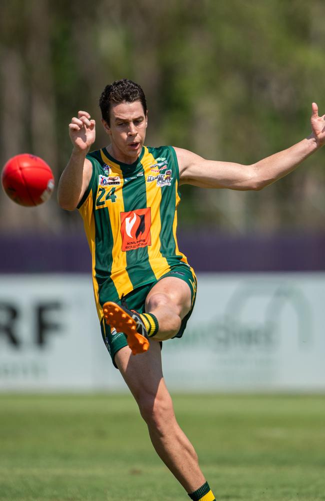 Benjamin Smyth playing for PINT against Southern Districts in Round 4 of the 2024-25 NTFL season. Picture: Pema Tamang Pakhrin