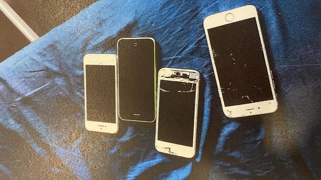 Court released images of electronic devices seized during the arrest of Ironside accused Stuart Farquhar. Picture: District Court.