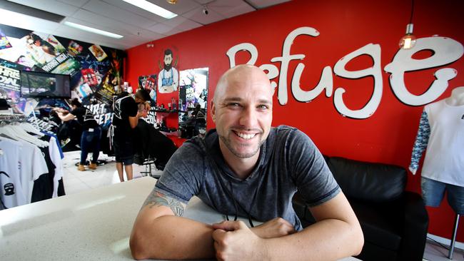 Haydon Kemp, the owner of Refuge Clothing in Grafton Street, Cairns – Photo Steve Pohlner