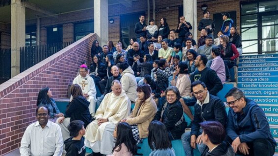 St Luke's Catholic College is used as a church until a permanent place of worship opens.