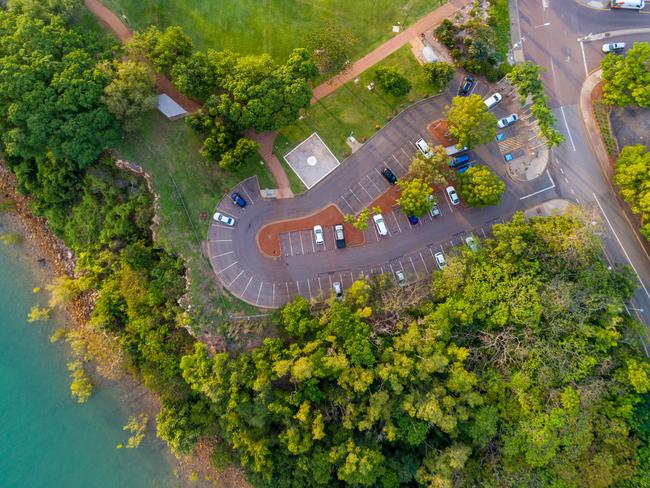 An aerial view of the Esplanade, including the site of the proposed Darwin RSL development and the Deckchair Cinema. Picture: Che Chorley