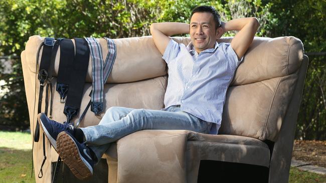 Minehiko Shimodaira relaxes at his Robina home. Picture: Glenn Hampson