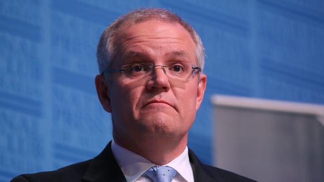 Treasurer Scott Morrison during his post-Budget address to the National Press Club in Canberra. Picture Kym Smith