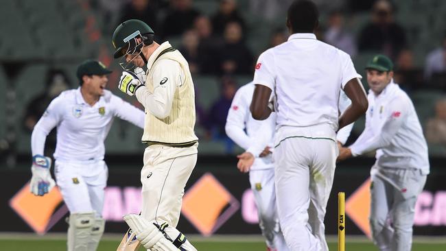 Australian batsman Nic Maddinson is dismissed against South Africa