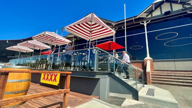 An outside view of North Adelaide’s new function centre/viewing area at Prospect Oval. Picture: SANFL