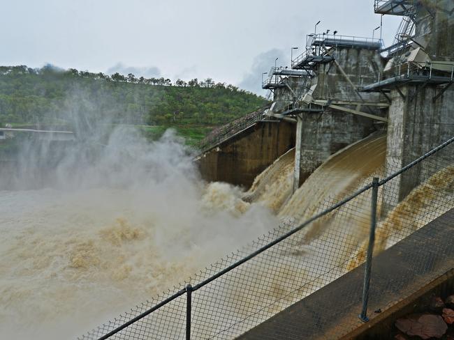 Water is released from Ross River Dam. Picture: Zak Simmonds