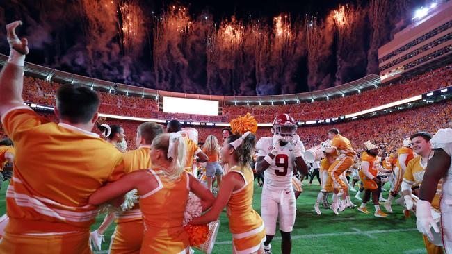 Defensive back Jordan Battle of the Alabama Crimson Tide leaves the field. Donald Page/Getty Images/AFP