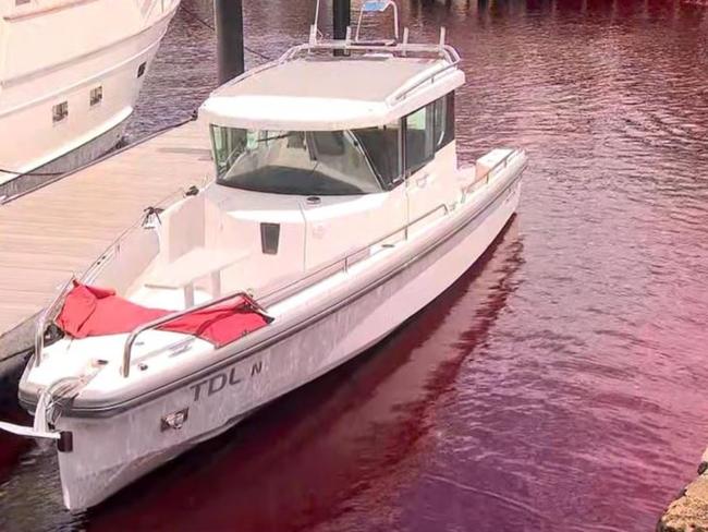 Residents in Sydney were shocked this morning to discover mysterious red water in the bay that runs into Sydney Harbour, leaving experts puzzled. Picture: 7News