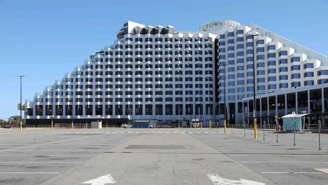 The Crown Casino in Burswood during a COVID-19 lockdown in WA. Picture: Philip Gostelow