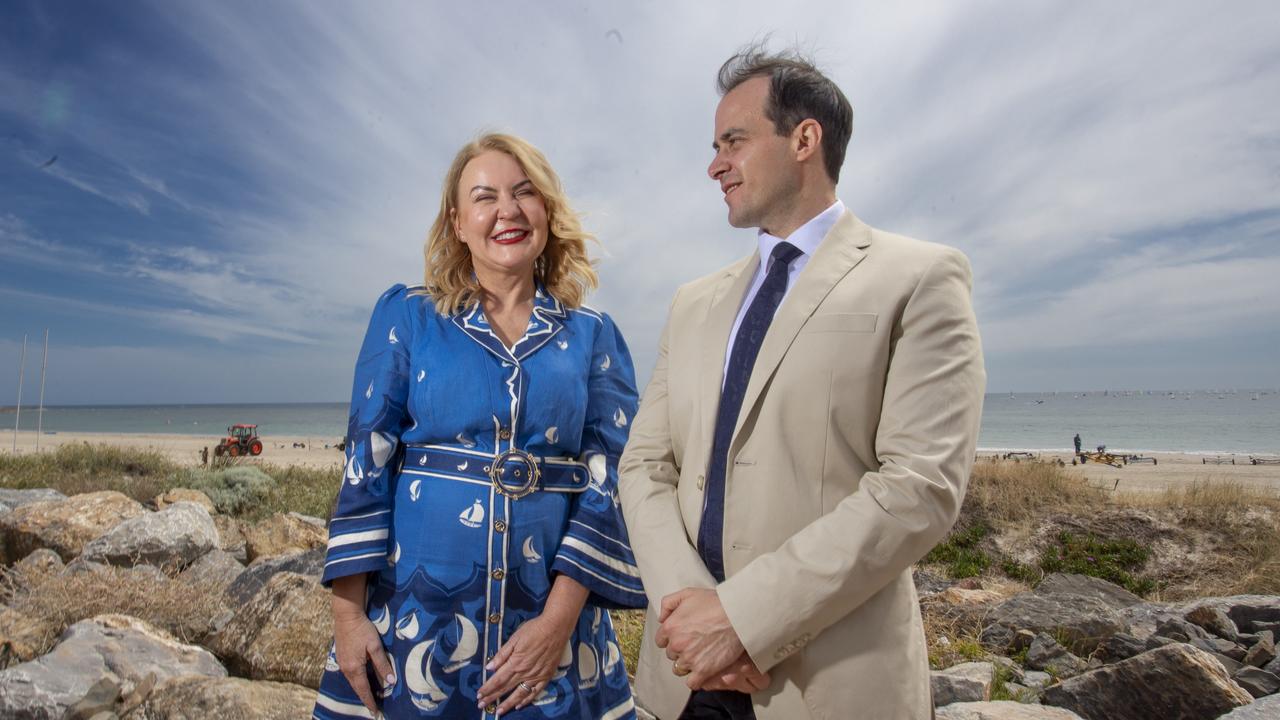 Holdfast Bay mayor Amanda Wilson is the new Liberal candidate for seat of Black, pictured with Liberal leader Vincent Tarzia at the Brighton and Seacliff Yacht Club. Picture: Brett Hartwig