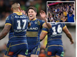 The Eels fans have every right to celebrate. Photo: Getty Images and Twitter