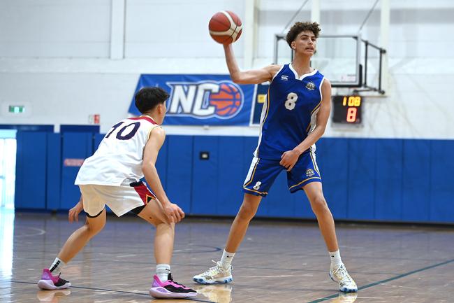 Isaiah Jorgenson in action during round 9 of the GPS First V basketball season. Saturday September 7, 2024. Picture, John Gass