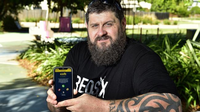 Former ADF soldier Damien Irish using mental health app RedSix. Picture: Matt Taylor