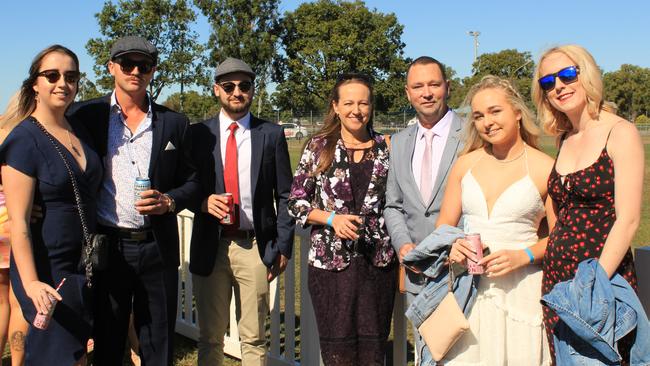POP UP POLO BUNDABERG 2021: Emily Bartels, Shaun Bartels, Declan Bartels, Jason Bartels, Jillian Bartels, Poppy Bartels and Abby Gaddes at the polo.