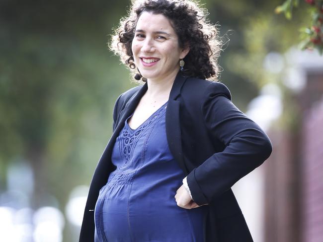 Dr Rebecca Goldstein, who is now eight months pregnant, found that more than half of women are putting on dangerous amounts of weight in pregnancy. Picture: David Caird