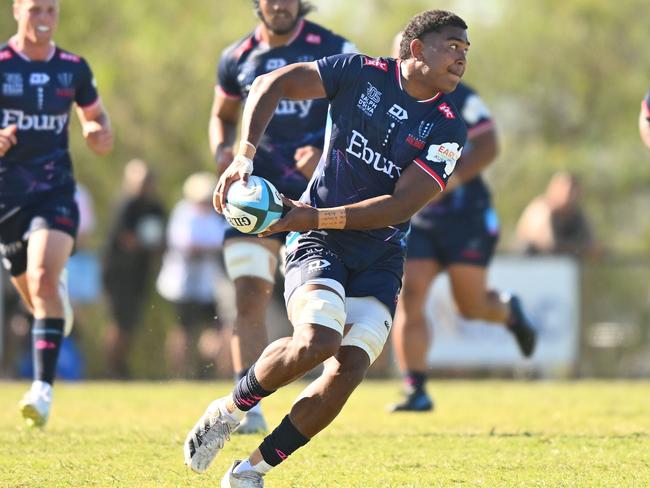 Angelo Smith in action for the Rebels during a trial match. Picture: Getty Images