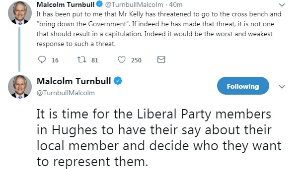 Malcolm Turnbull’s tweets. Picture: Twitter