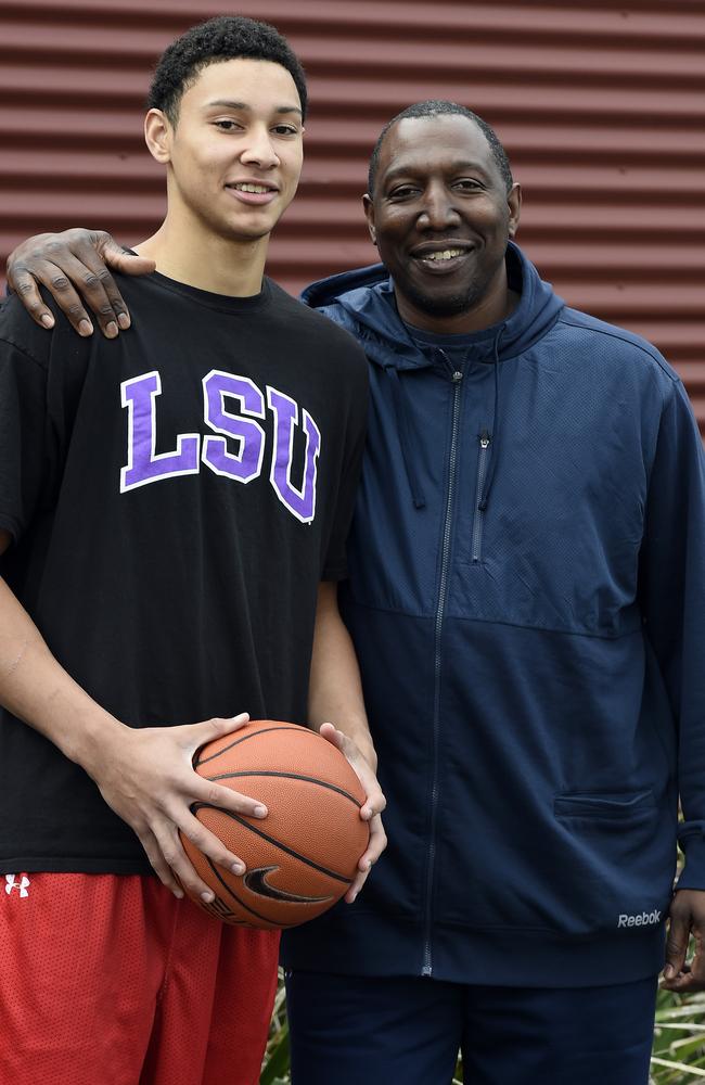 Ben Simmons with his father Dave. Picture: Andy Brownbill