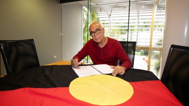 Aboriginal flag artist Harold Thomas has released the copyright of the flag and hopes it will bring comfort for people to use. Picture David Hancock