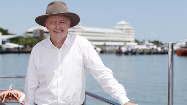 Anthony Albanese visited Cairns to announce Labor policy on the health of the Great Barrier Reef during the election campaign. Picture: Brendan Radke