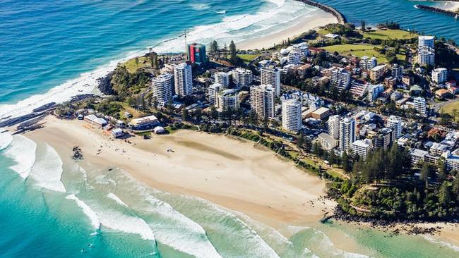 Rainbow Bay SLSC and Snapper Rocks Rd could be transformed in plans to revitalise the suburb. Photo: Gold Coast City Council