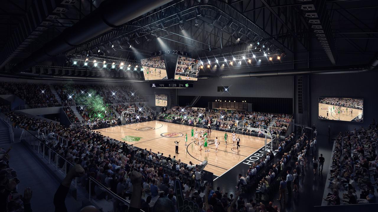 Artist impressions of the renovations to be undertaken on the Derwent Entertainment Centre ahead of it hosting NBL basketball games. SUPPLIED