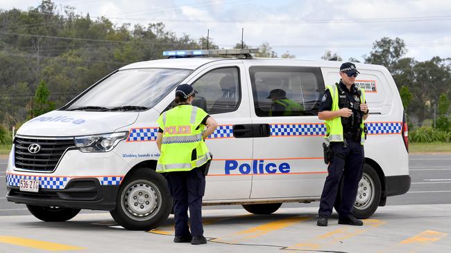 Police on the scene of a fatal truck crash Mount Juillerat Dr, in Redbank Plains. Saturday February 6, 2021. Picture, John Gass